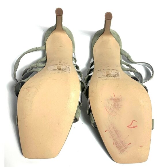 Charles David Sage Silver Suede Vocal Slip On Strappy High-Heel Sandals 9M - Picture 11 of 13